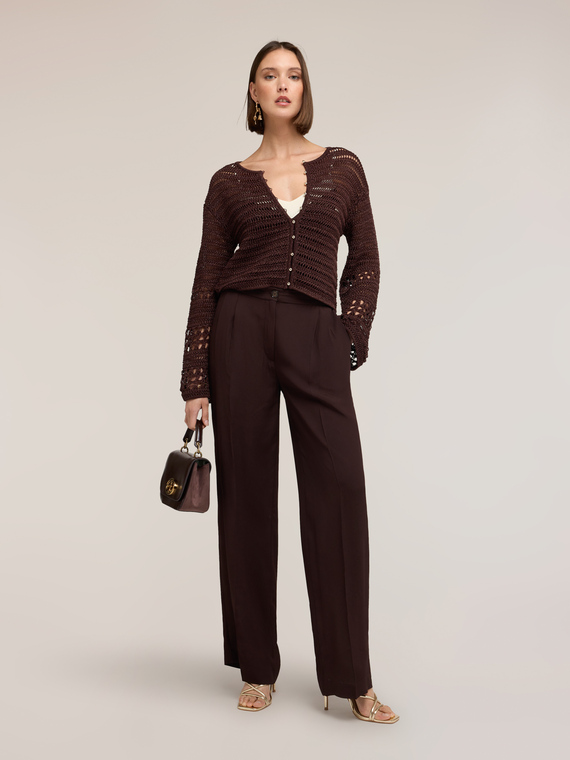 Cardigan en tricot ajour&eacute; m&eacute;lang&eacute; lurex