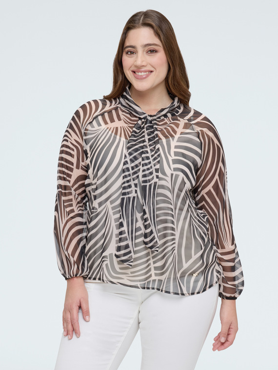 Georgette blouse with print and bow