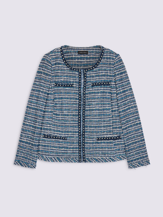 Bouclé fabric jacket with beads