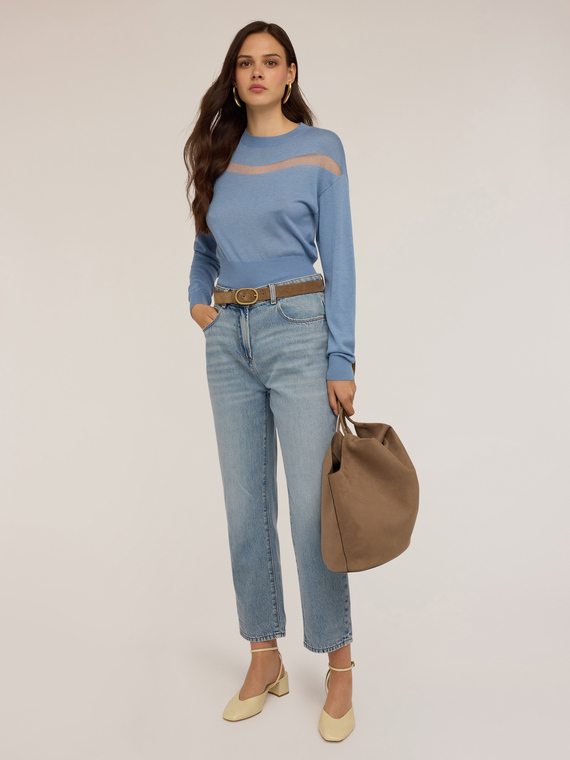 Sweater with transparent insert