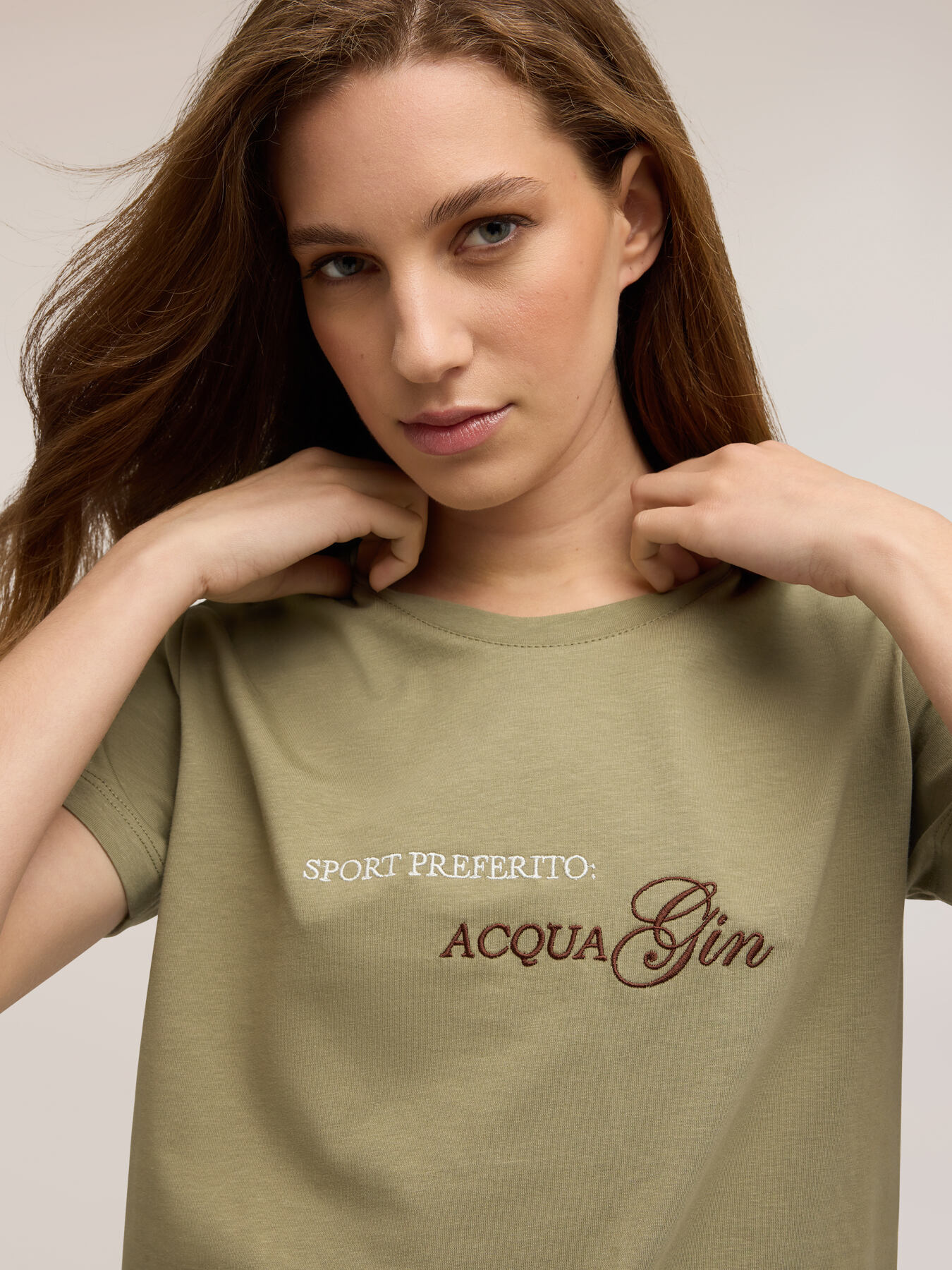 Tricou din jerseu cu inscripție brodată image number 2