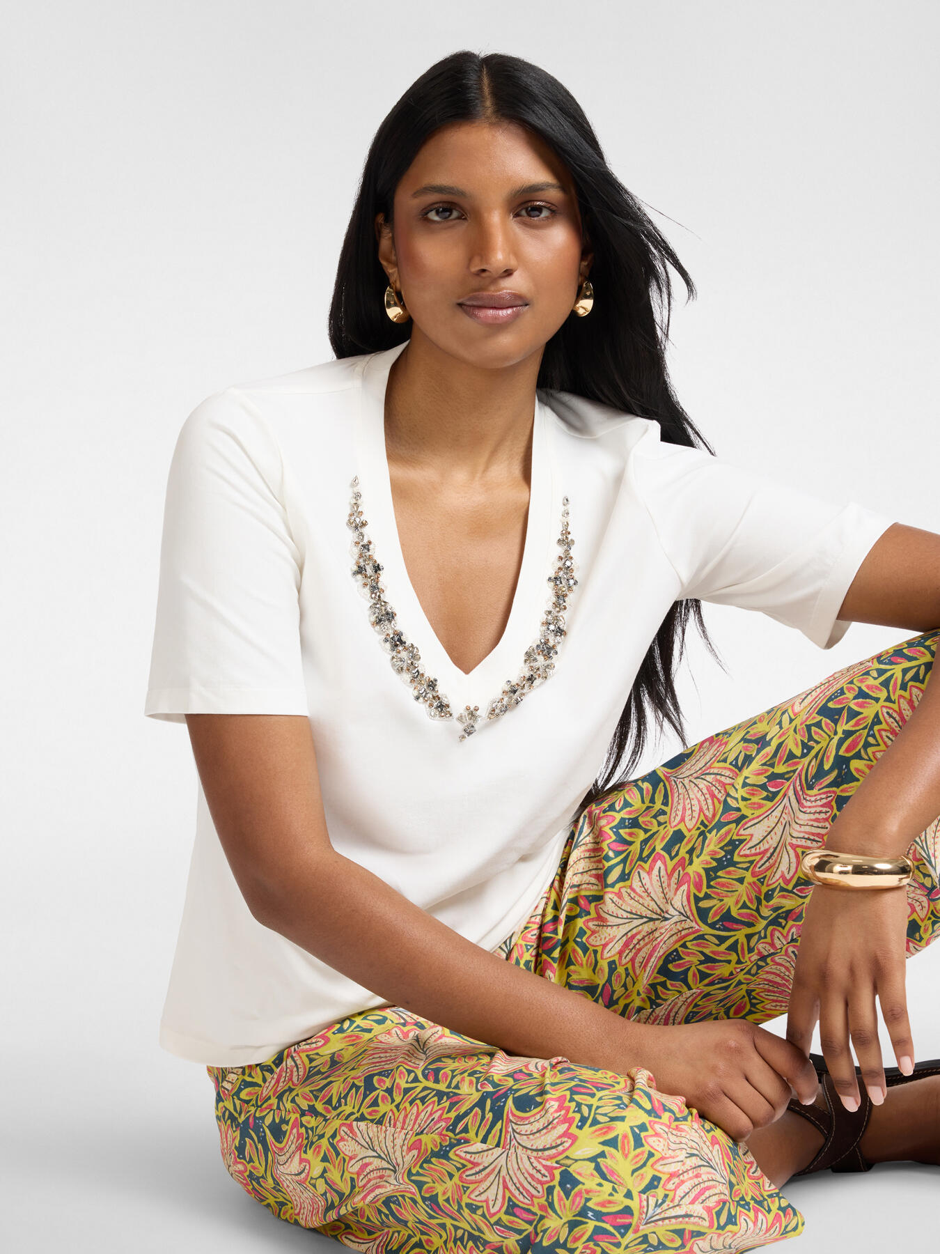 Camiseta de algod&atilde;o com bordado image number 0