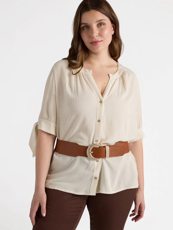 Elasticated belt with rhinestone buckle