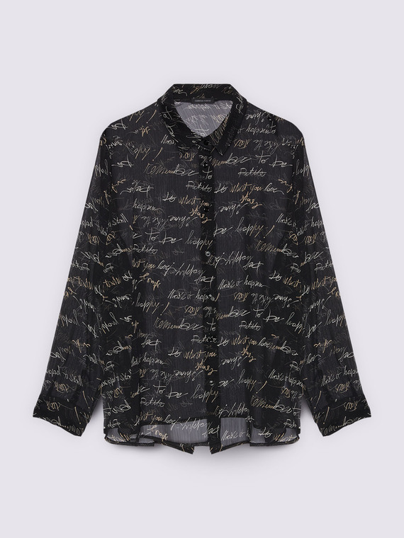 Chemise avec impression de lettrage en crêponne