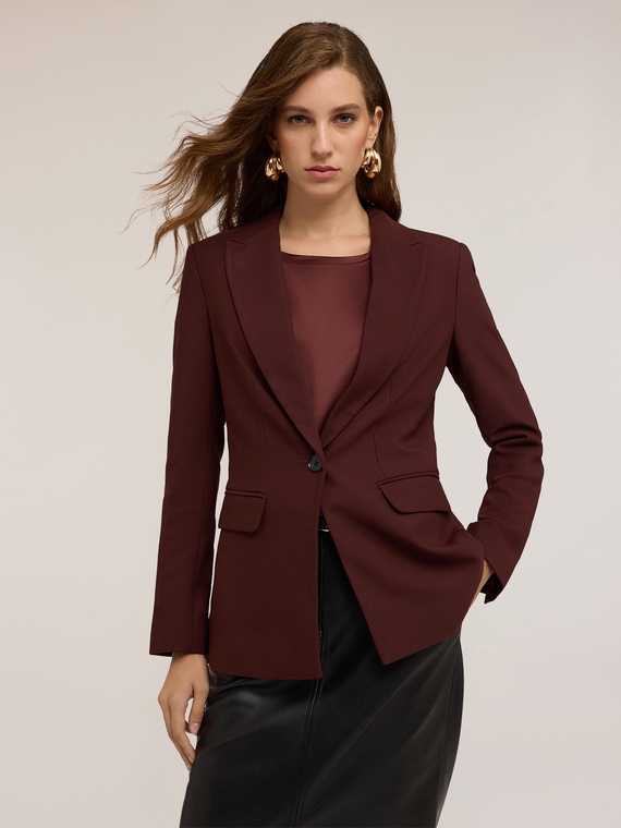 Blazer de un solo pecho de viscosa mixta