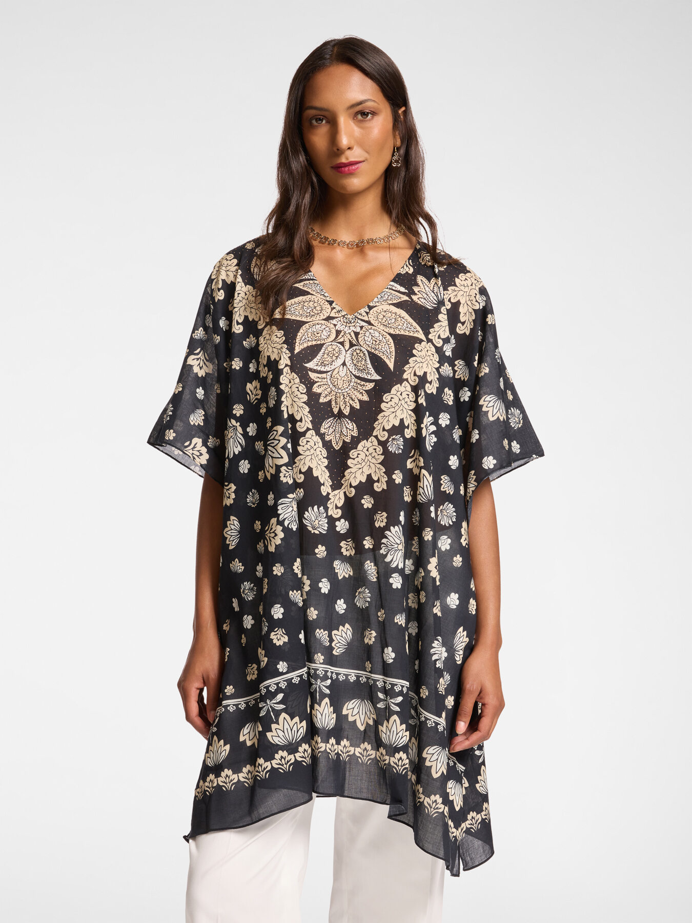 Caftan imprimé et brodé image number 0