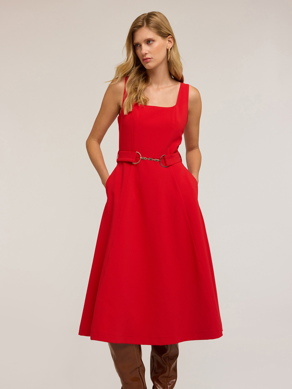 Flared dress with metal loop