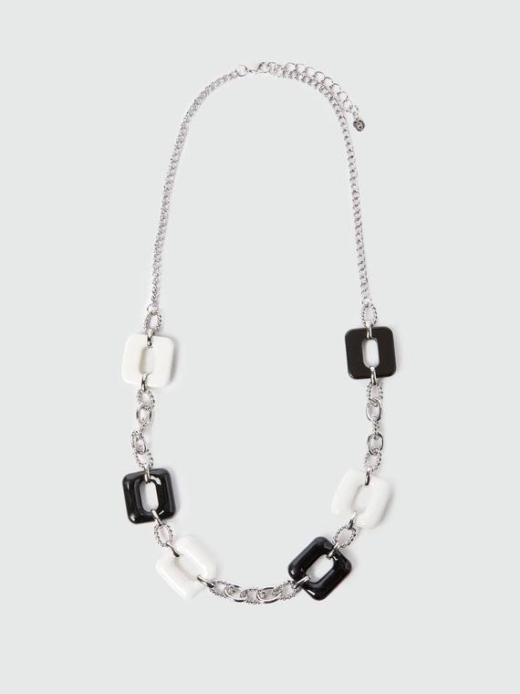 Zweifarbige Halskette mit versilberter Kette