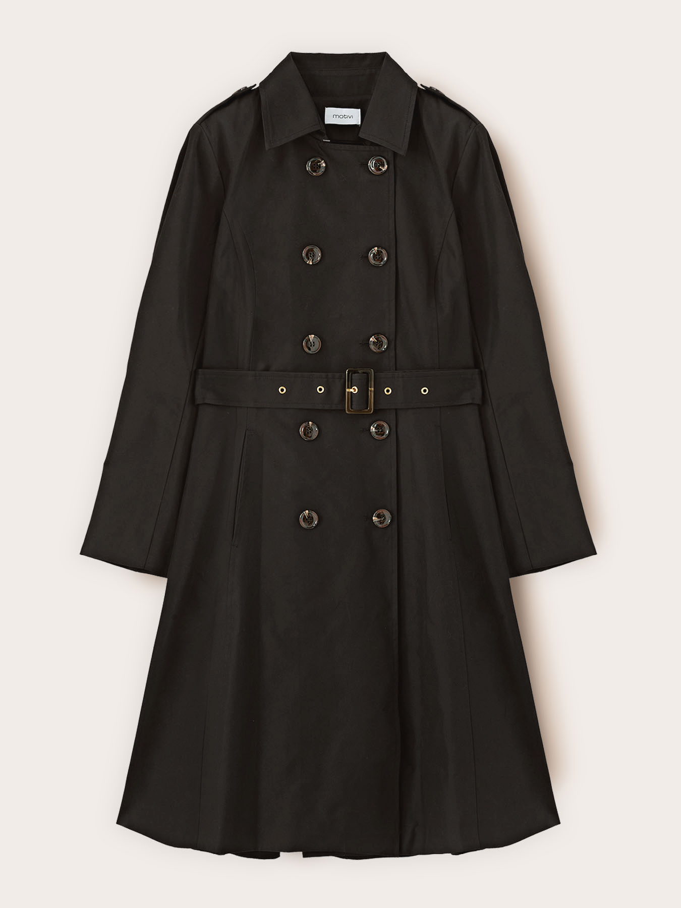 Mixed cotton drill trench coat with double belt image number 4