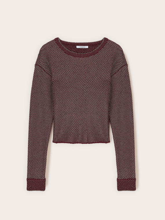 Lurex mesh knit top