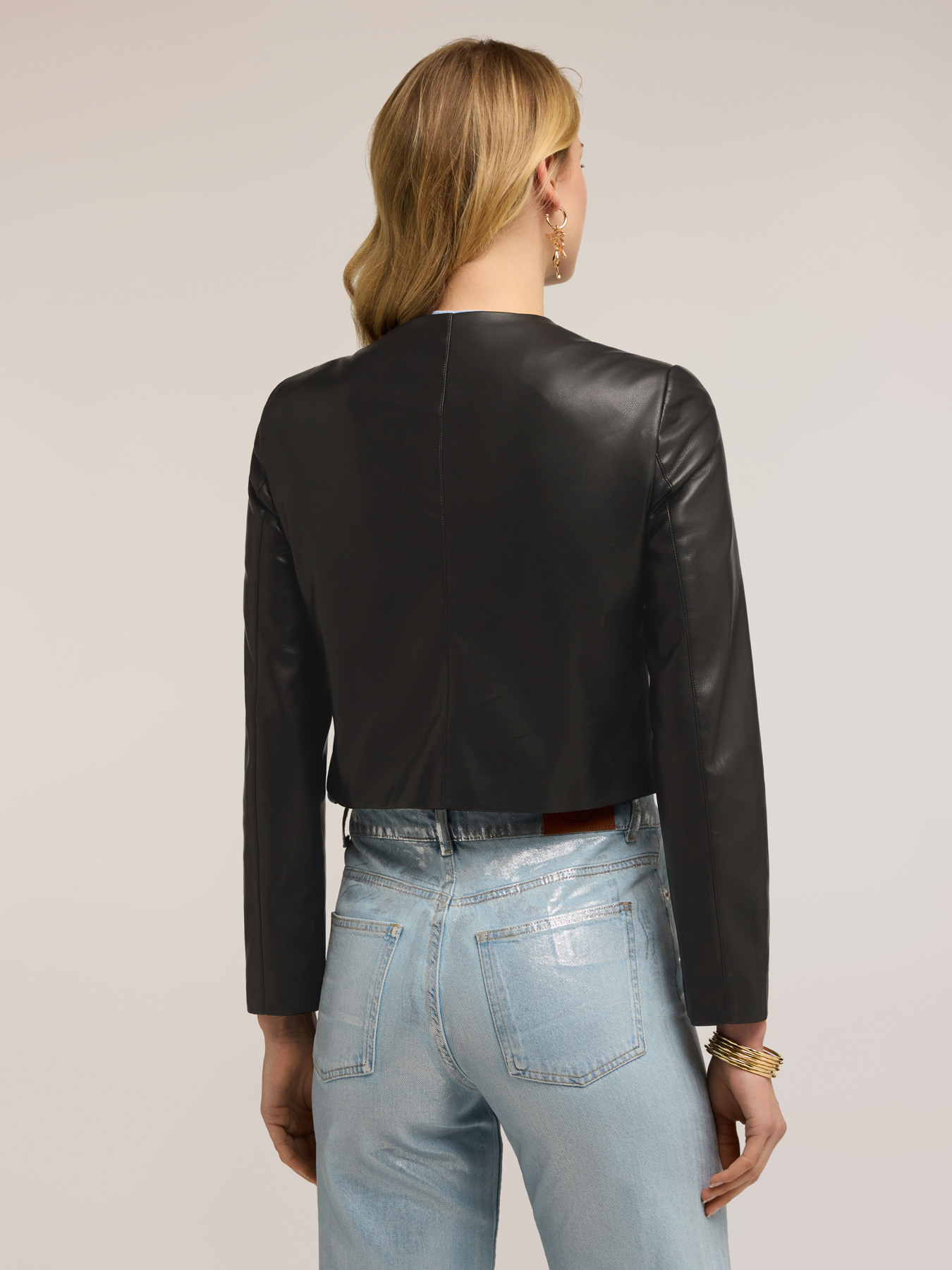 Short jacket in coated fabric image number 1