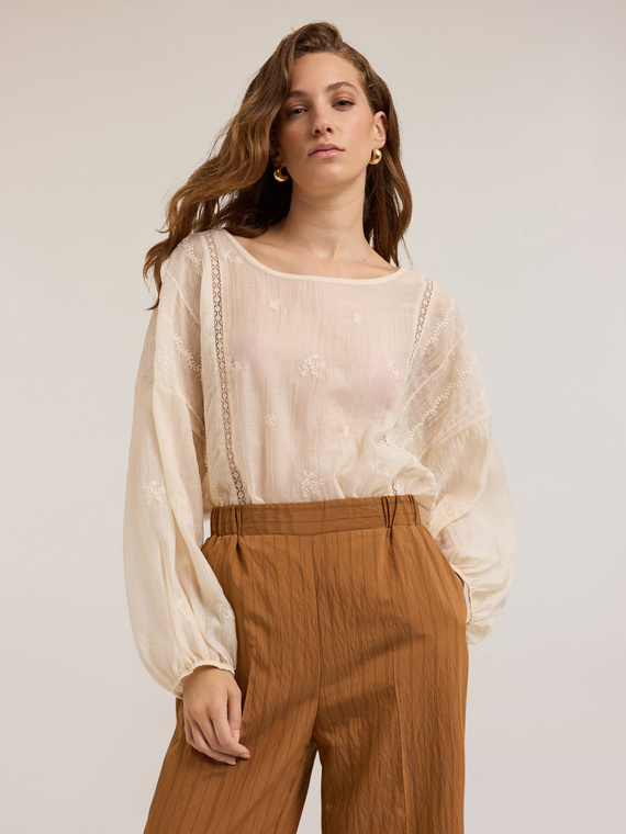 Embroidered muslin blouse