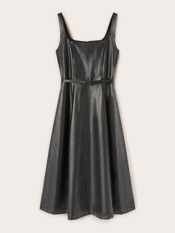 Vestito midi in tessuto spalmato