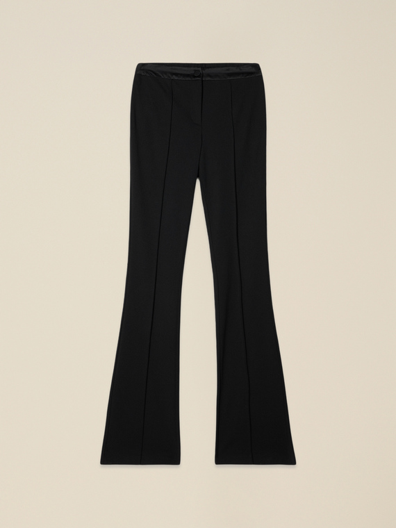 Flare pants in crêpe fabric