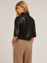Cropped jacket with collar in coated fabric image number 1