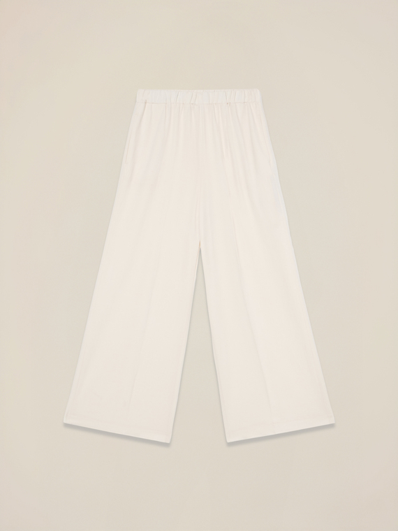 Wide-leg linen blend trousers