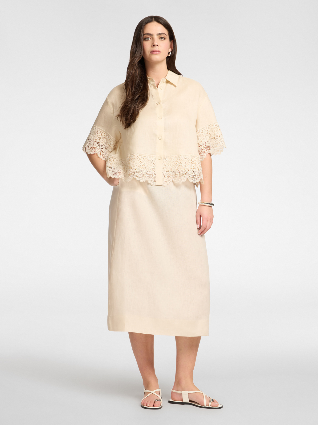A-line linen skirt image number 0