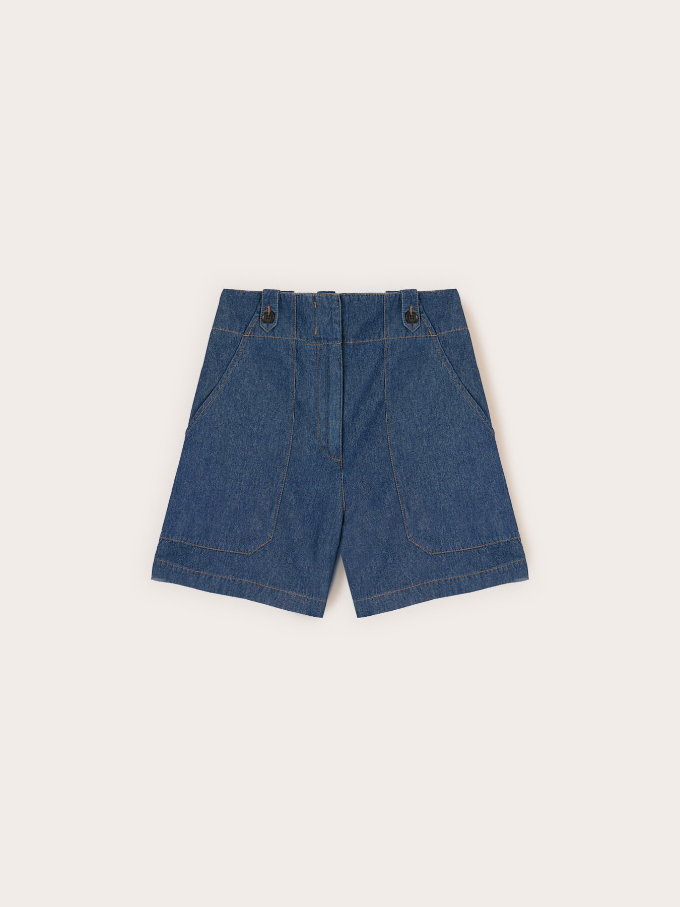 Pantaloni scurți din denim cu talie &icirc;naltă image number 4