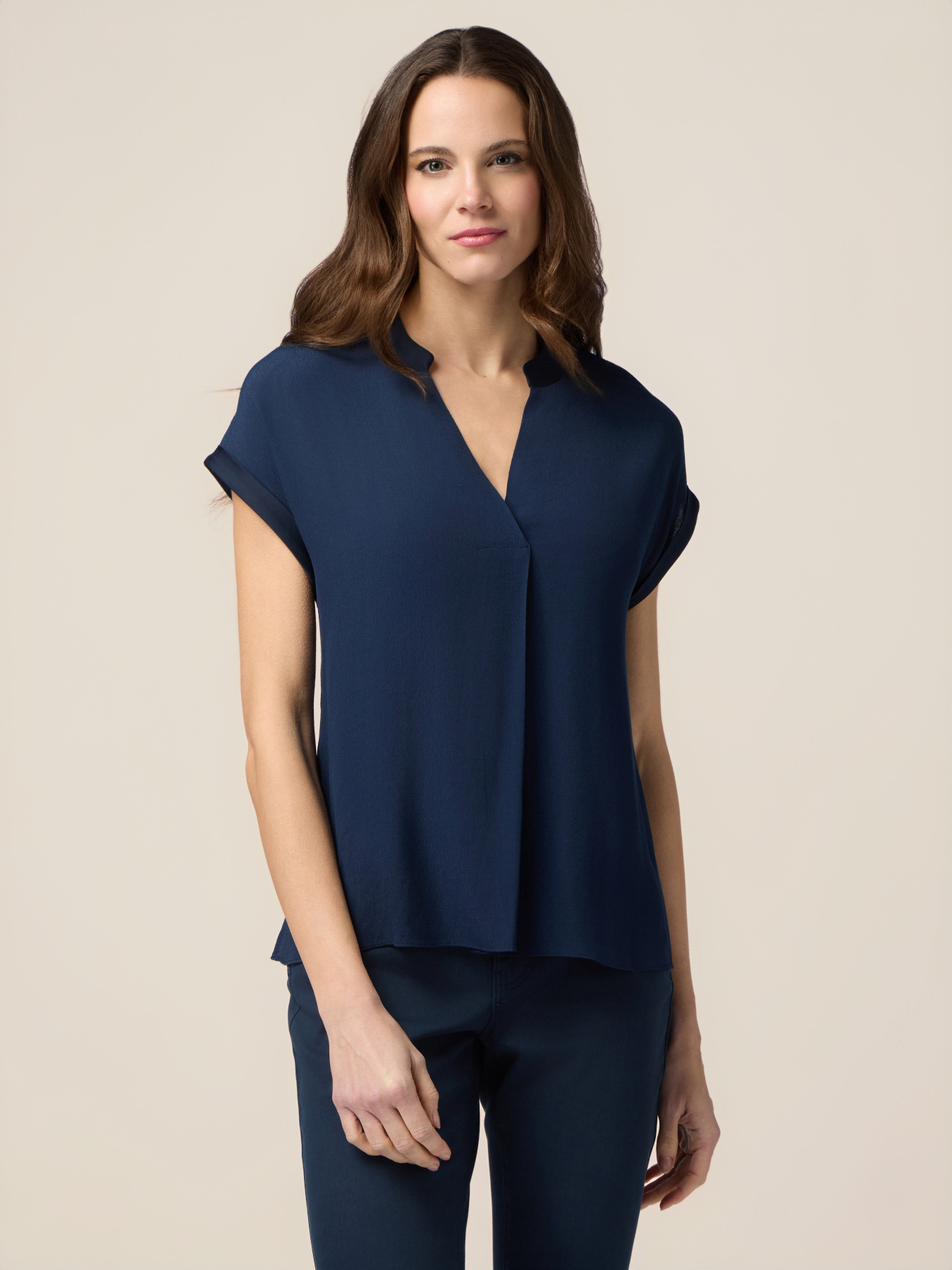 Viscose blouse with satin trim image number 0