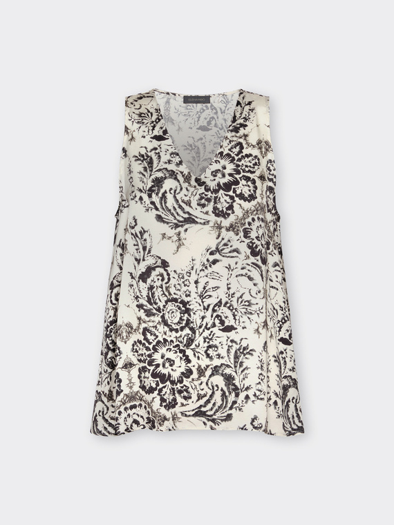 Bedrucktes Top aus Viskose-Satin