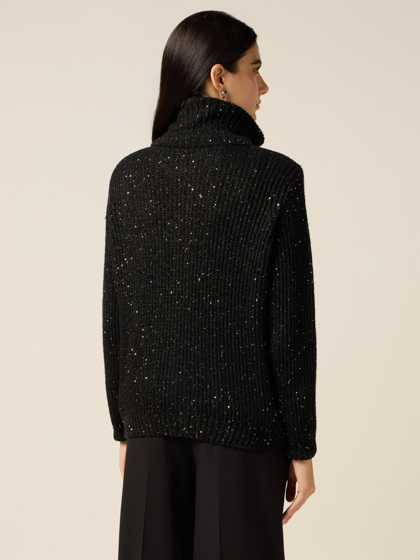 Cardigan con zip e micro paillettes image number 1