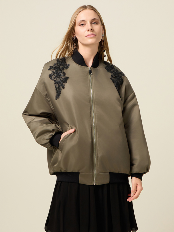 Satin bomber jacket with patch