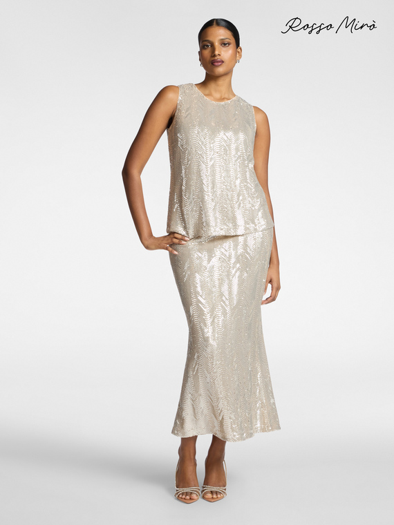 Jupe fourreau longue en paillettes