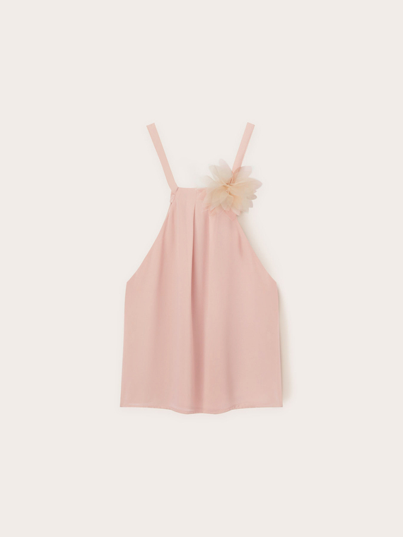 Top halter with chiffon flower