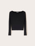 Boat neck top in flat rib knit image number 3