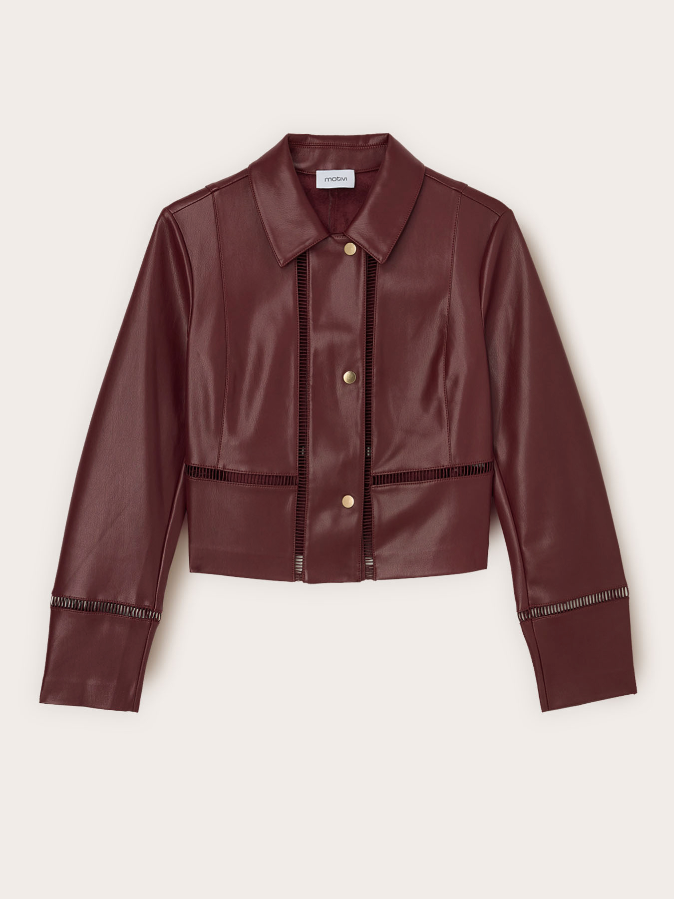 Cropped jacket with perforated details image number 4