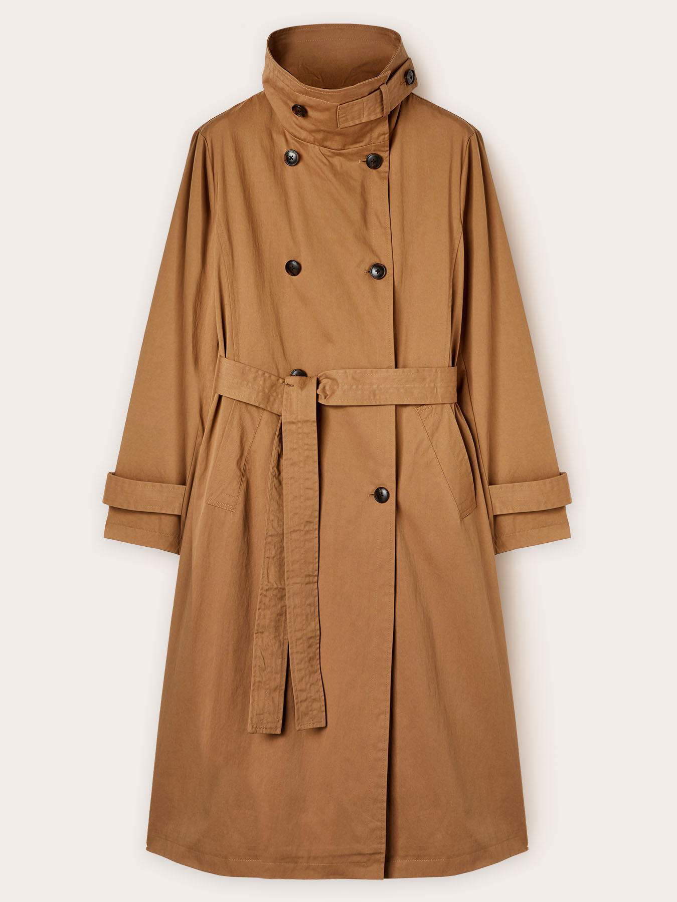 High-neck trench coat in technical fabric image number 4