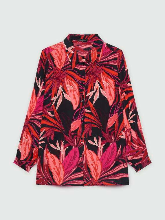 Hemdbluse mit Blätterdruck