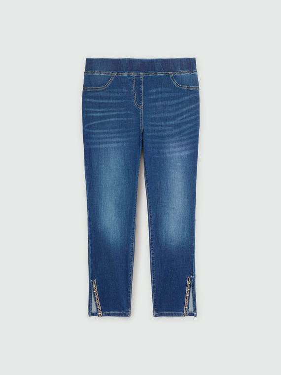 Jeggings mit Schlitz und Stickerei