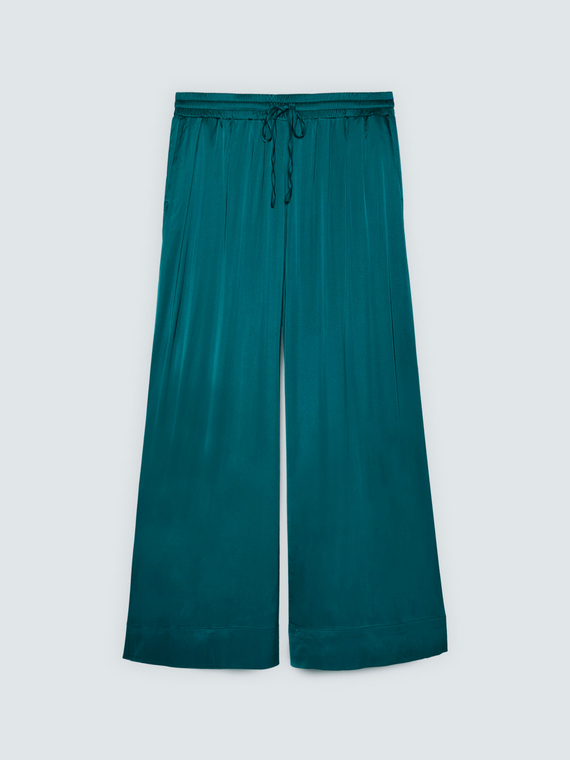 Pantaloni Wide Leg in raso di viscosa