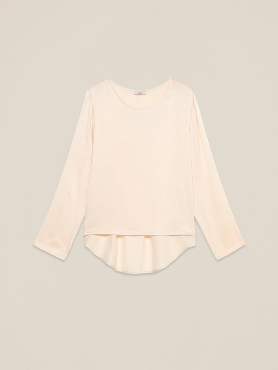 Chemisier à manches longues en satin de viscose