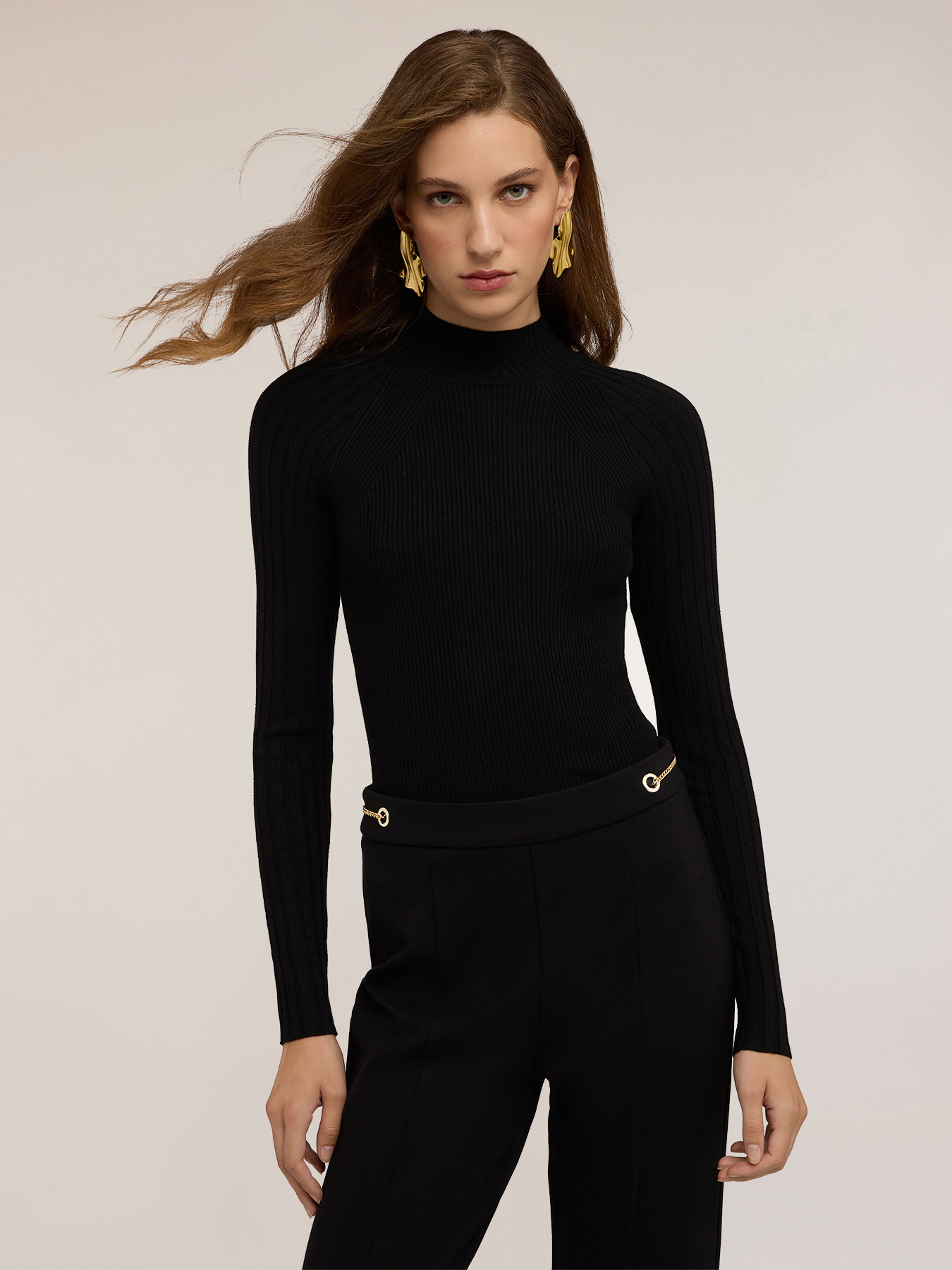 Fitted ribbed turtleneck sweater image number 2