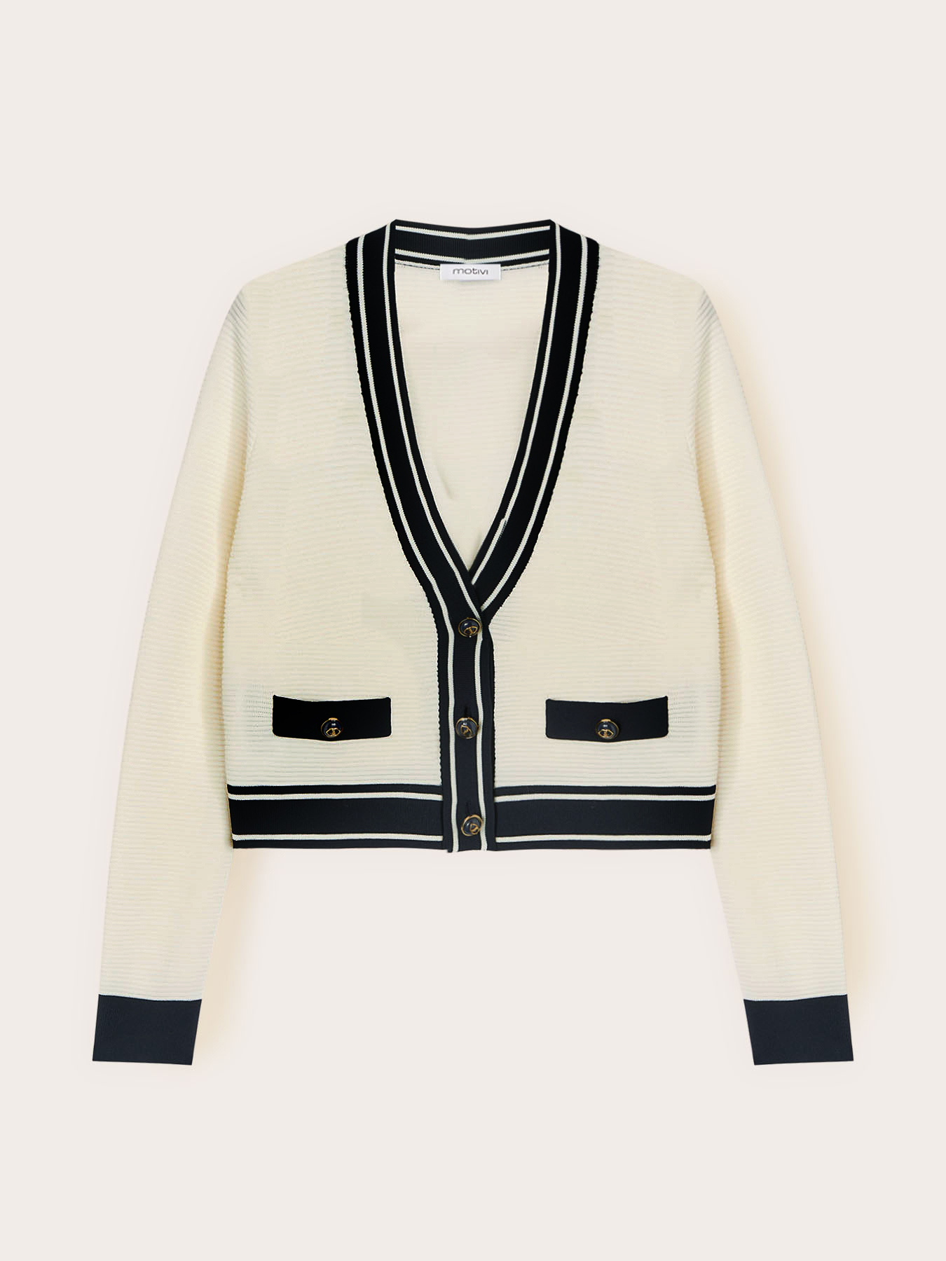 Cardigan in knitwear with contrasting edges image number 4