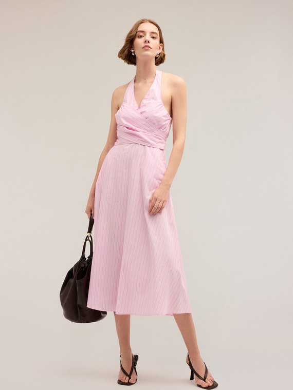 Robe en popeline à rayures fantaisie