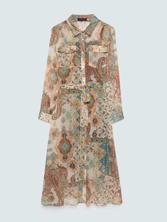 Hemdblusenkleid mit Paisley-Muster