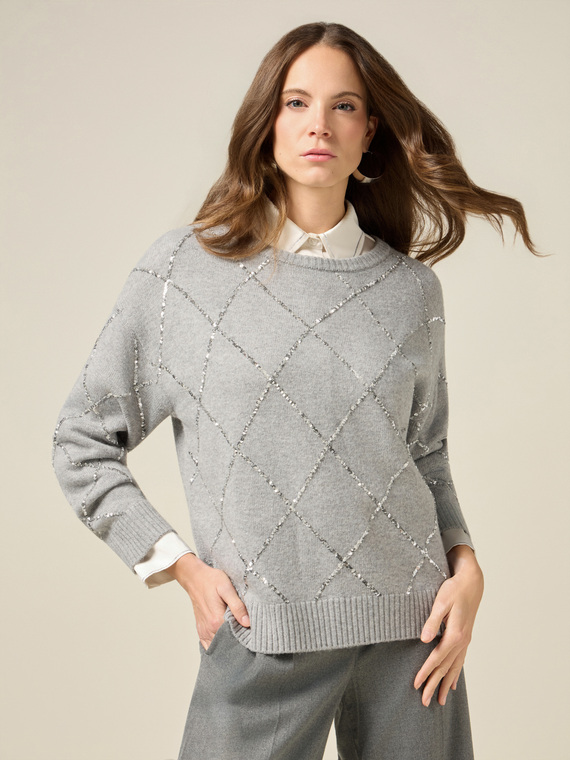 Maglia misto cashmere con paillettes
