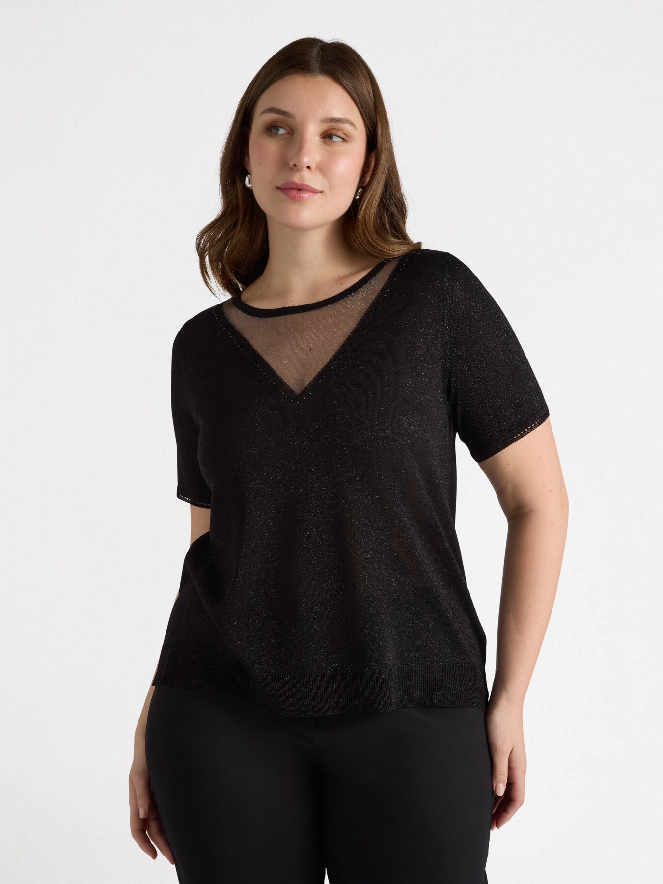 Lurex T-shirt with detail on the neckline image number 0