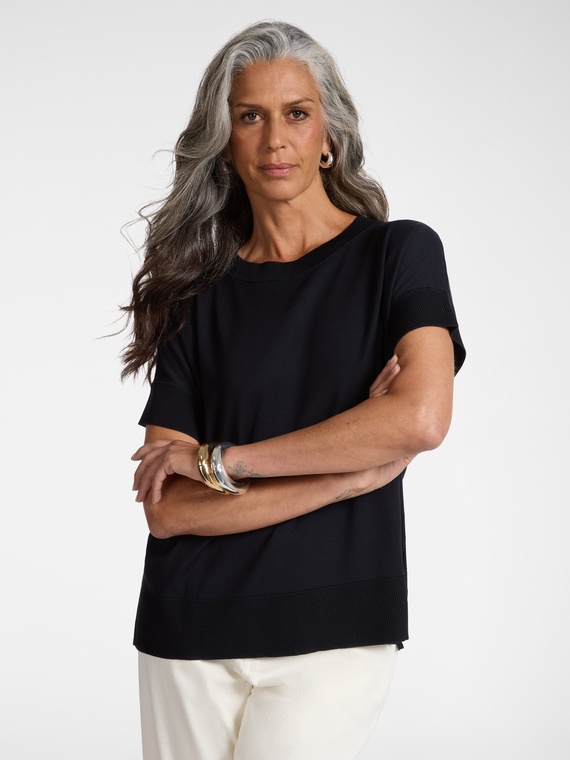 T-shirt manches courtes en m&eacute;lange viscose