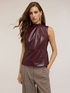Turtleneck top in coated fabric image number 0