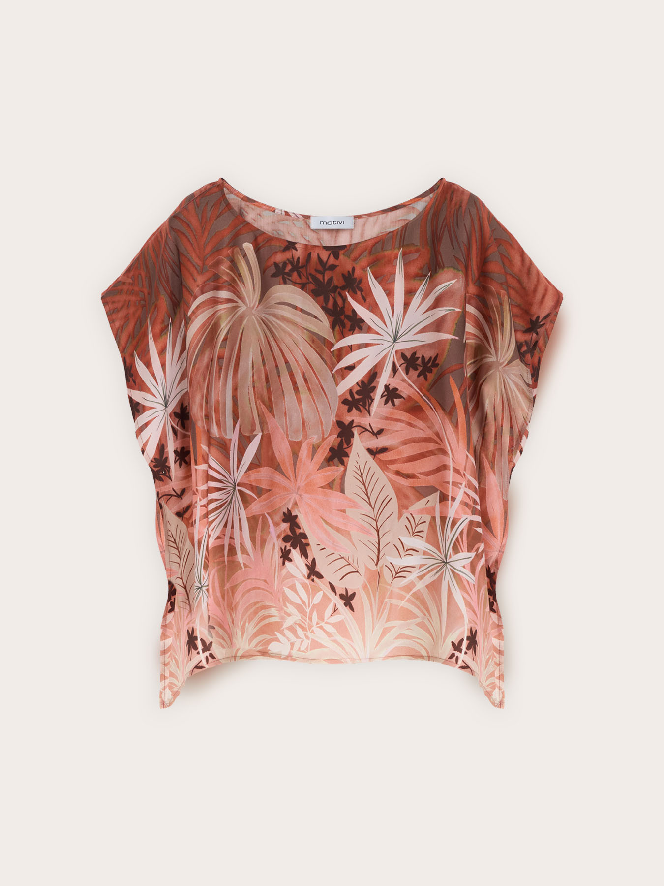 Kimono blouse in printed satin image number 4