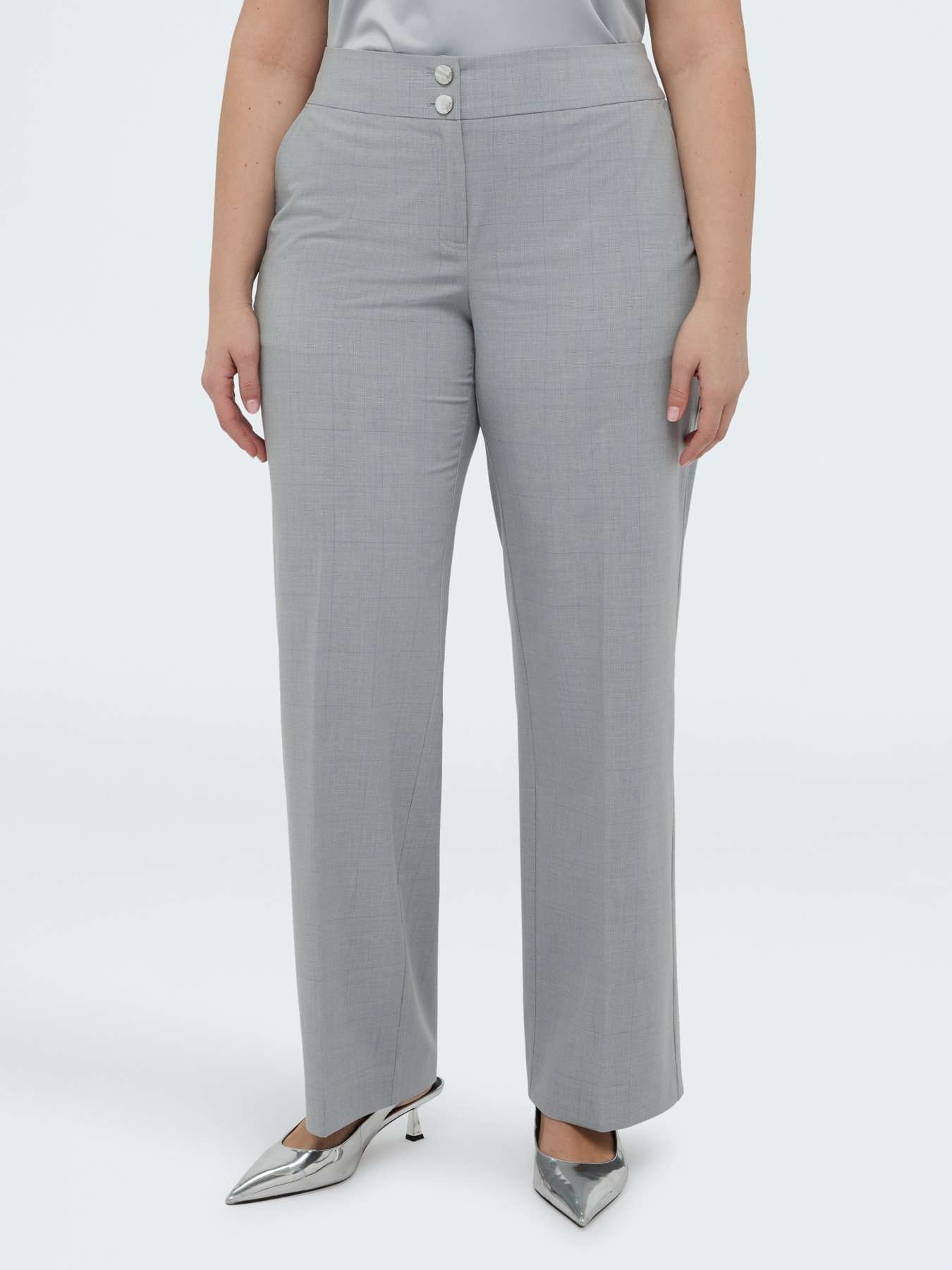 Regular check print trousers image number 2