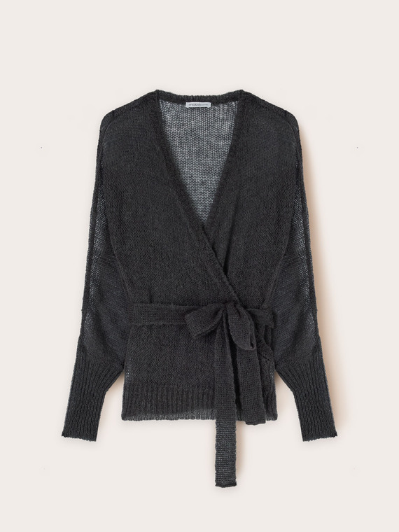Mohair blend crossover cardigan