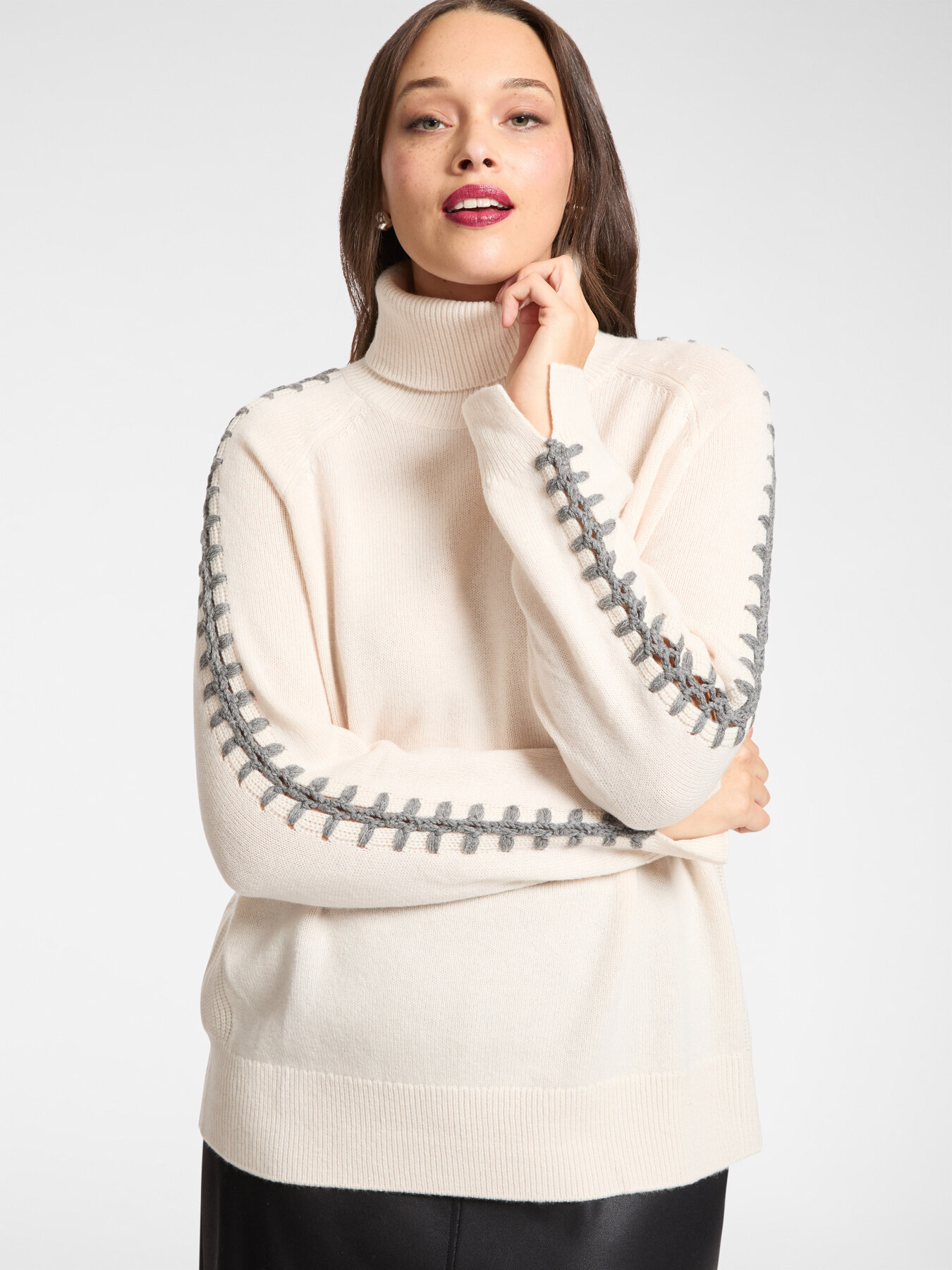 Hand-embroidered wool sweater image number 0