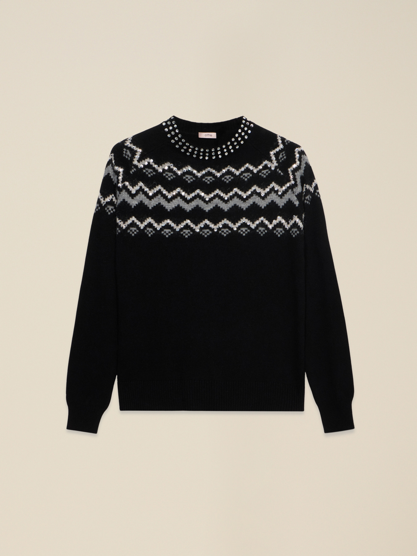 Maglia jacquard misto lana con applicazioni image number 3