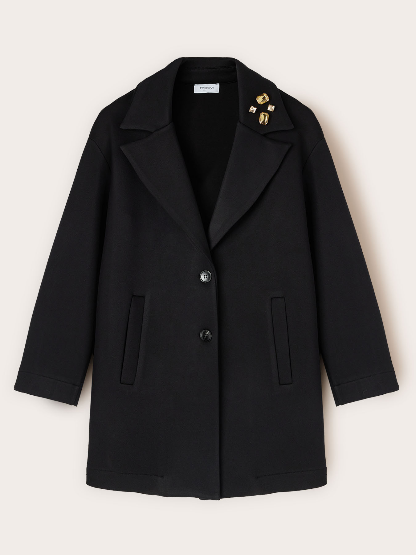 Scuba coat with jewel brooch image number 4