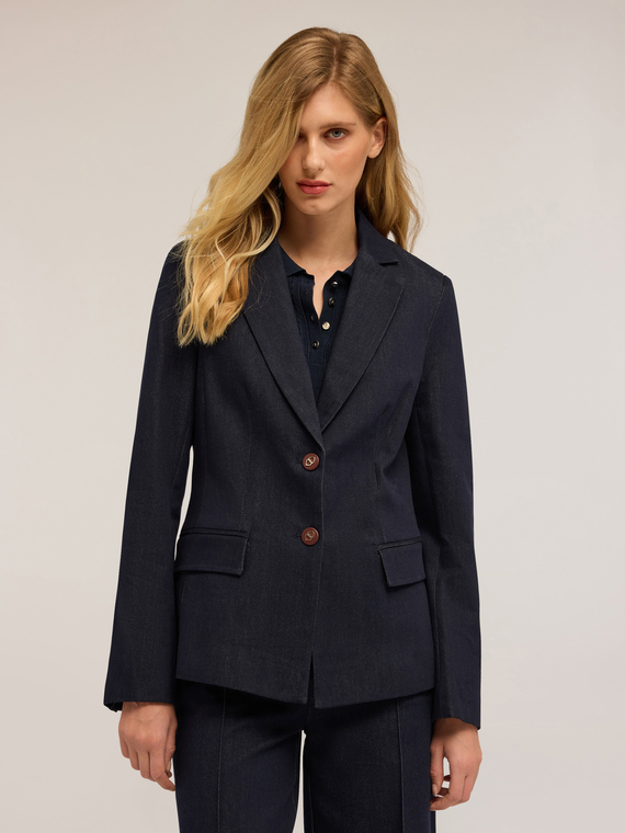 Single-breasted denim blazer jacket